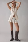 Bdg Blanche Longline Denim Vest Top Jacket In Ecru, Women's At Urban Outfitters In Sand