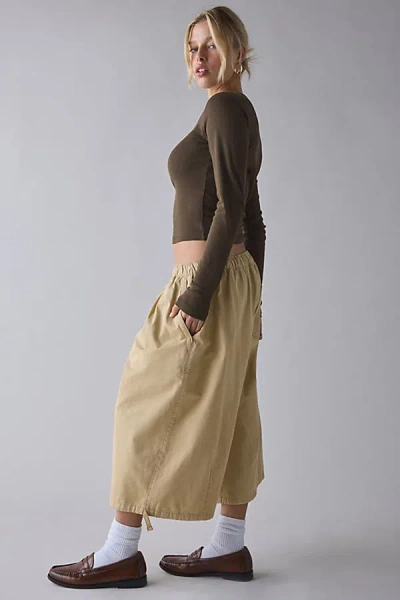 Bdg Bobbi Cropped Baggy Pull-on Pant In Khaki, Women's At Urban Outfitters In Brown