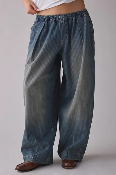 Bdg Bobbi Pinstripe Baggy Pull-on Jean In Tinted Denim, Women's At Urban Outfitters In Blue