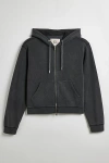 Bdg Bonfire Cropped Full Zip Hoodie Sweatshirt In Black At Urban Outfitters