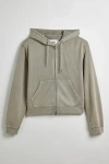 Bdg Bonfire Cropped Full Zip Hoodie Sweatshirt In Flint Gray At Urban Outfitters
