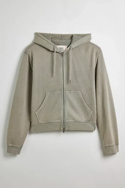 Bdg Bonfire Cropped Full Zip Hoodie Sweatshirt In Flint Gray At Urban Outfitters In Flint Gray