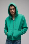 Bdg Bonfire Cropped Full Zip Hoodie Sweatshirt In Greenlake At Urban Outfitters