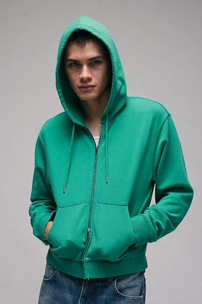 Bdg Bonfire Cropped Full Zip Hoodie Sweatshirt In Greenlake At Urban Outfitters In Greenlake