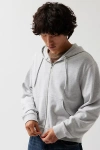 Bdg Bonfire Cropped Full Zip Hoodie Sweatshirt In Grey At Urban Outfitters In Grey