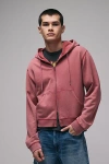 Bdg Bonfire Cropped Full Zip Hoodie Sweatshirt In Red, Men's At Urban Outfitters