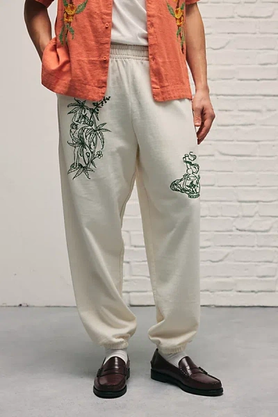 Bdg Bonfire Embroidered Sweatpant In Ivory, Men's At Urban Outfitters
