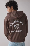 Bdg Bonfire Graphic Full Zip Hoodie Sweatshirt In Chocolate, Men's At Urban Outfitters