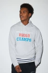 Bdg Bonfire Rodeo Champs Graphic Print Cropped Hoodie Sweatshirt In Light Grey, Men's At Urban Outfitter In Light Grey