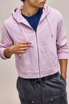 Bdg Bonfire Solid Cropped Zip-up Hoodie Sweatshirt In Lavender At Urban Outfitters