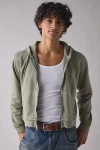 Bdg Bonfire Solid Zip-up Hoodie Sweatshirt In Khaki At Urban Outfitters In Black