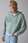 Bdg Bonfire Solid Zip-up Hoodie Sweatshirt In Laurel Green At Urban Outfitters