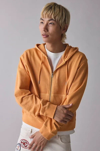 Bdg Bonfire Solid Zip-up Hoodie Sweatshirt In Medium Orange At Urban Outfitters