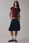 Bdg Bookworm Pleated Denim Midi Skirt In Babylon Indigo Wash, Women's At Urban Outfitters In Babylon Indigo Wash
