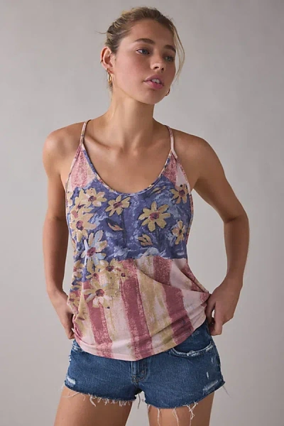 Bdg Bowery Graphic Jersey Knit Relaxed String Tank Top In Red, Women's At Urban Outfitters In Multi