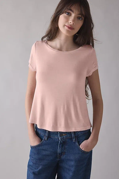 Bdg Bowery Marlow Jersey Knit Short Sleeve Baby Tee In Pink, Women's At Urban Outfitters