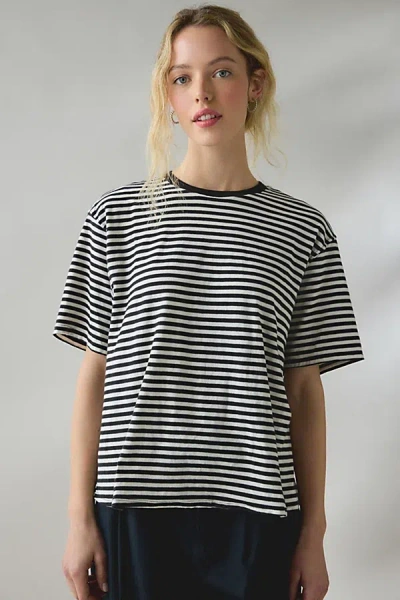 Bdg Boxy Short Sleeve Spill The Tee In Black Stripe, Women's At Urban Outfitters
