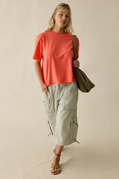Bdg Boxy Short Sleeve Spill The Tee In Coral, Women's At Urban Outfitters In Orange