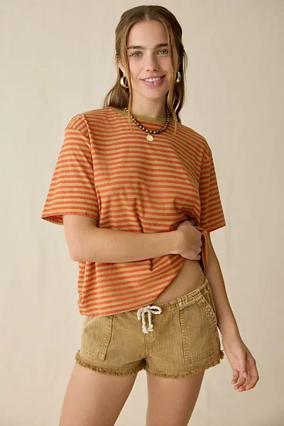 Bdg Boxy Short Sleeve Spill The Tee In Red, Women's At Urban Outfitters In Multi