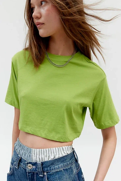 Bdg Boyfriend Cropped Boxy Tee In Bright Green, Women's At Urban Outfitters