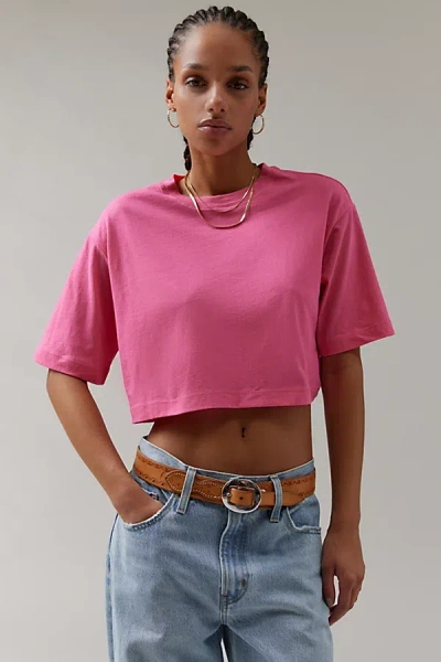 Bdg Boyfriend Cropped Boxy Tee In Pink, Women's At Urban Outfitters