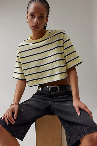 Bdg Boyfriend Cropped Boxy Tee In Yellow, Women's At Urban Outfitters
