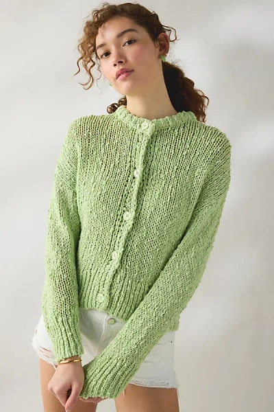 Bdg Bridget Cotton Slub Knit Oversized Cardigan In Green, Women's At Urban Outfitters