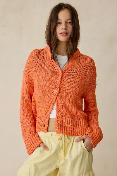 Bdg Bridget Cotton Slub Knit Oversized Cardigan In Orange, Women's At Urban Outfitters