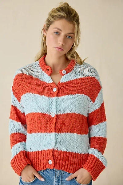 Bdg Bridget Cotton Slub Knit Oversized Cardigan In Orange, Women's At Urban Outfitters In Multi