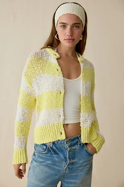 Bdg Bridget Cotton Slub Knit Oversized Cardigan In Yellow, Women's At Urban Outfitters
