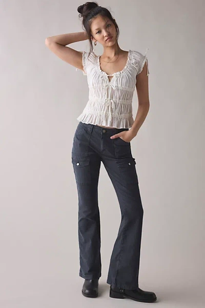 Bdg Brigid Canvas Low-rise Flare Utility Pant In Black, Women's At Urban Outfitters