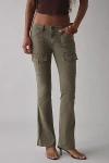 Bdg Brigid Canvas Ultra Low-rise Bootcut Utility Pant In Dark Green, Women's At Urban Outfitters In Green