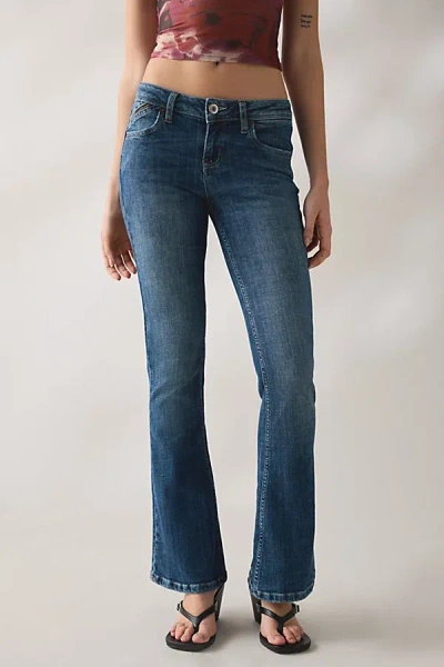 Bdg Brooke Embellished Back Pocket Low-rise Flare Jean In Tinted Denim, Women's At Urban Outfitters In Blue