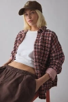 Bdg Bryson Waffle Plaid Oversized Button-down Shirt In Pink, Women's At Urban Outfitters In Pink