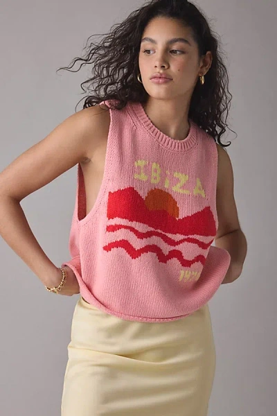 Bdg Capri Destination Graphic Knit Vest Top Jacket In Ibiza, Women's At Urban Outfitters