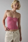 Bdg Carla Sweetheart Neckline Printed Ribbed Knit Tube Top In Rose, Women's At Urban Outfitters In Pink