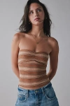 Bdg Carla Sweetheart Neckline Ribbed Knit Tube Top In Brown Stripe, Women's At Urban Outfitters