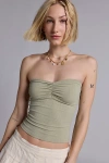 Bdg Carla Sweetheart Neckline Ribbed Knit Tube Top In Green, Women's At Urban Outfitters In Grey