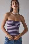 Bdg Carla Sweetheart Neckline Ribbed Knit Tube Top In Red/blue Stripe, Women's At Urban Outfitters In Multi