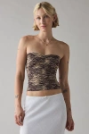 Bdg Carla Sweetheart Neckline Ribbed Knit Tube Top In Safari Zebra, Women's At Urban Outfitters In Brown