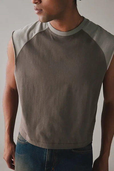 Bdg Carson Cutoff Baseball Tee In Dark Grey, Men's At Urban Outfitters