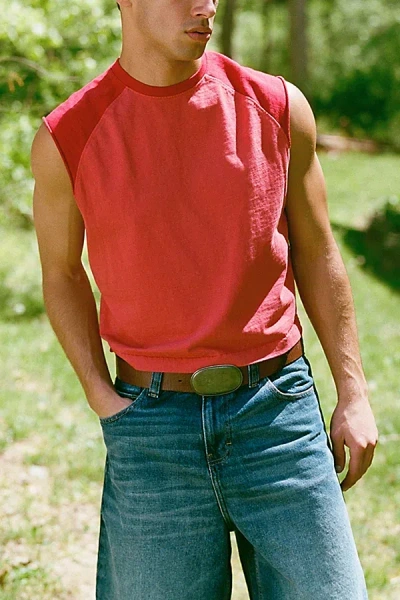 Bdg Carson Cutoff Baseball Tee In Red, Men's At Urban Outfitters