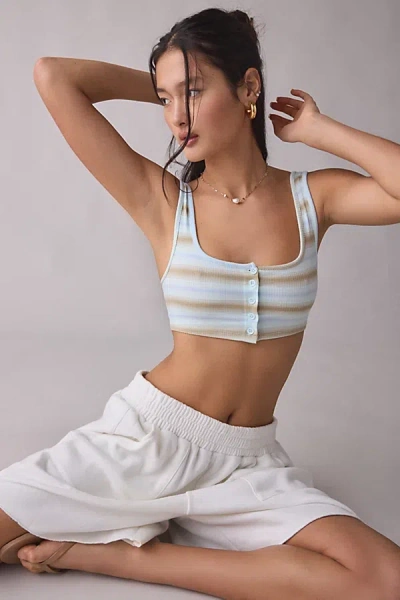 Bdg Cassidy Button-front Micro Tank Top In Blue, Women's At Urban Outfitters