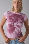 Bdg Cat Graphic Short Sleeve Spill The Tee In Pink Combo, Women's At Urban Outfitters In Pink