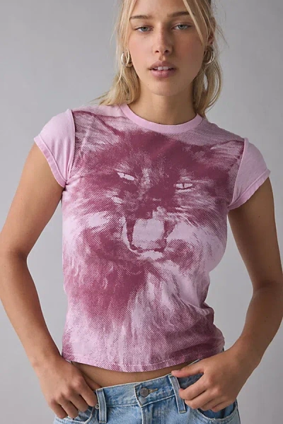Bdg Cat Graphic Short Sleeve Spill The Tee In Pink Combo, Women's At Urban Outfitters