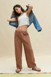 Bdg Charlie Gingham Low-rise Wide-leg Pant In Brown, Women's At Urban Outfitters