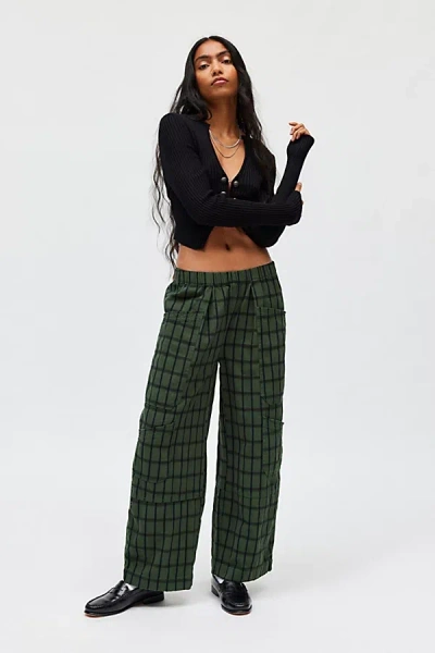 Bdg Charlie Printed Wide-leg Pant In Green, Women's At Urban Outfitters In Green