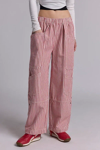 Bdg Charlie Printed Wide-leg Pant In Light Red, Women's At Urban Outfitters
