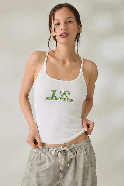 Bdg City Goals Off Duty Graphic Scoop Neck Cami In Seattle, Women's At Urban Outfitters In White