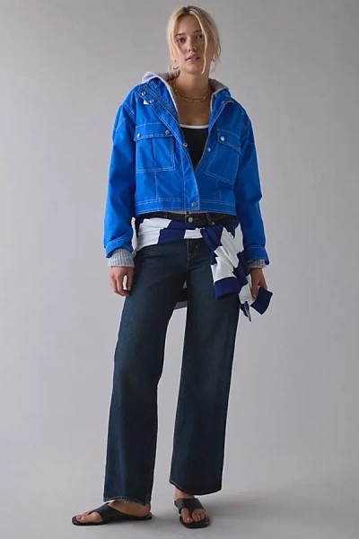 Bdg Clarence Nylon Utility Moto Jacket In Blue, Women's At Urban Outfitters